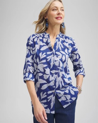Cotton Leaf Print Shirt