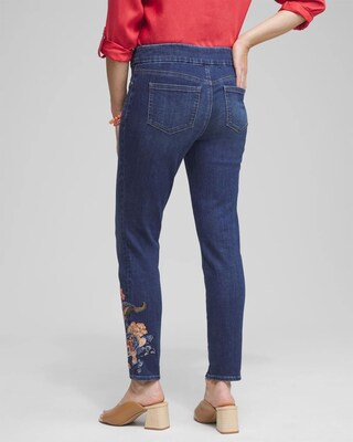 Petite Embroidered Pull-on Ankle Jeggings