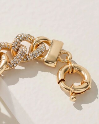 Pave Gold Tone Link Bracelet