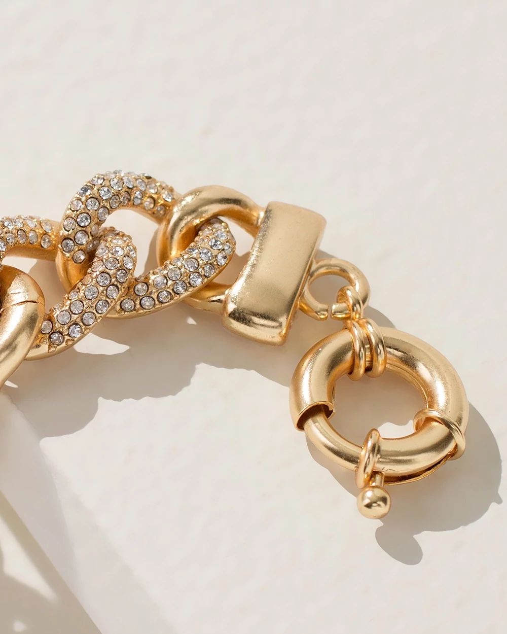 Pave Gold Tone Link Bracelet
