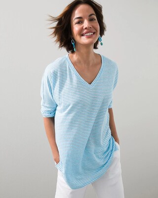 Linen Cool Striped Pullover Tunic