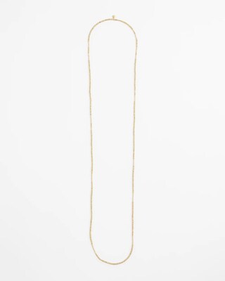 Long Goldtone Seed Bead Necklace