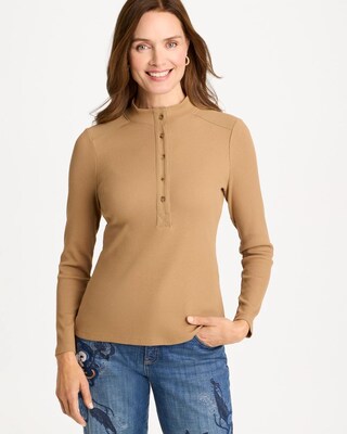 Cotton-Stretch Henley Tee