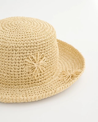 Straw Embroidered Beach Hat click to view larger image.
