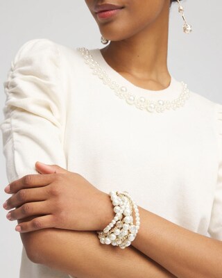Multi Strand Faux Pearl Bracelet