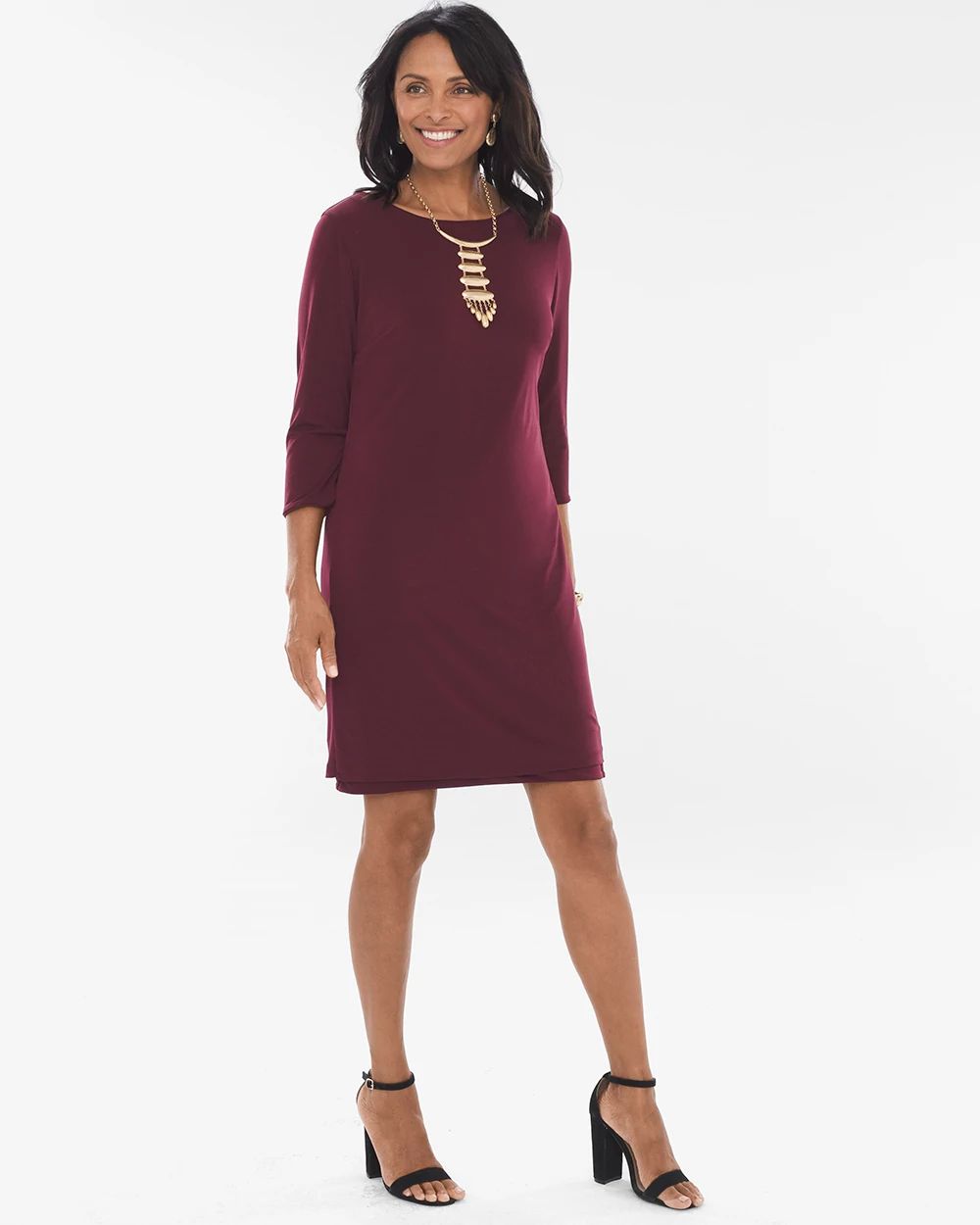Solid Mulberry Red to Deep Merlot Dress