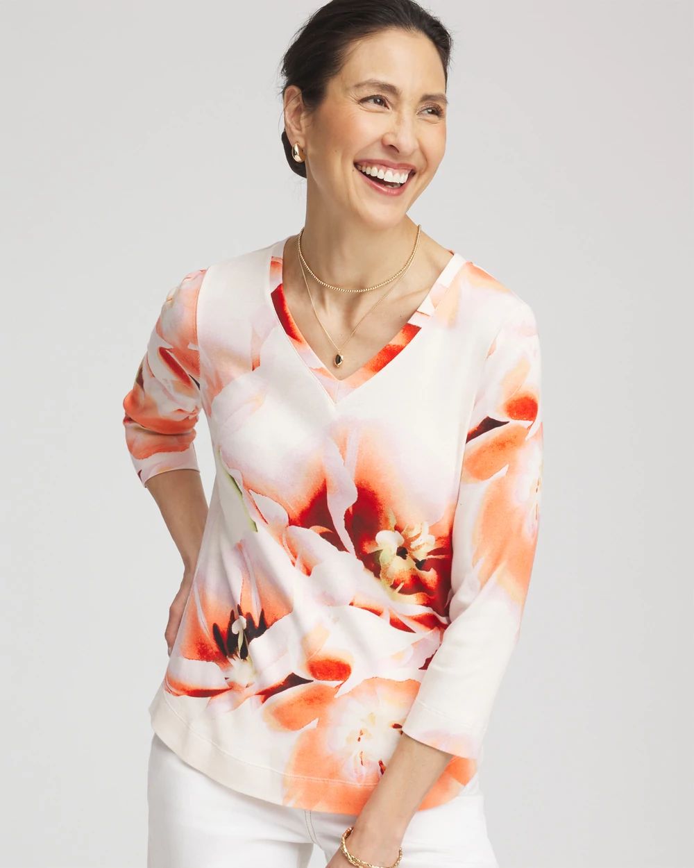 Tropical Floral 3/4 Sleeve Tee