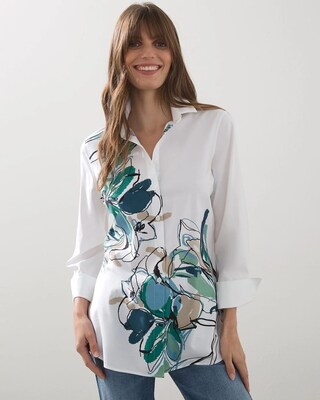 No-Iron Stretch Wildflower Print Shirt