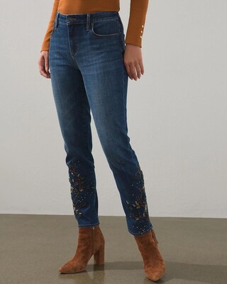 Girlfriend Beaded Hem Ankle Jeans