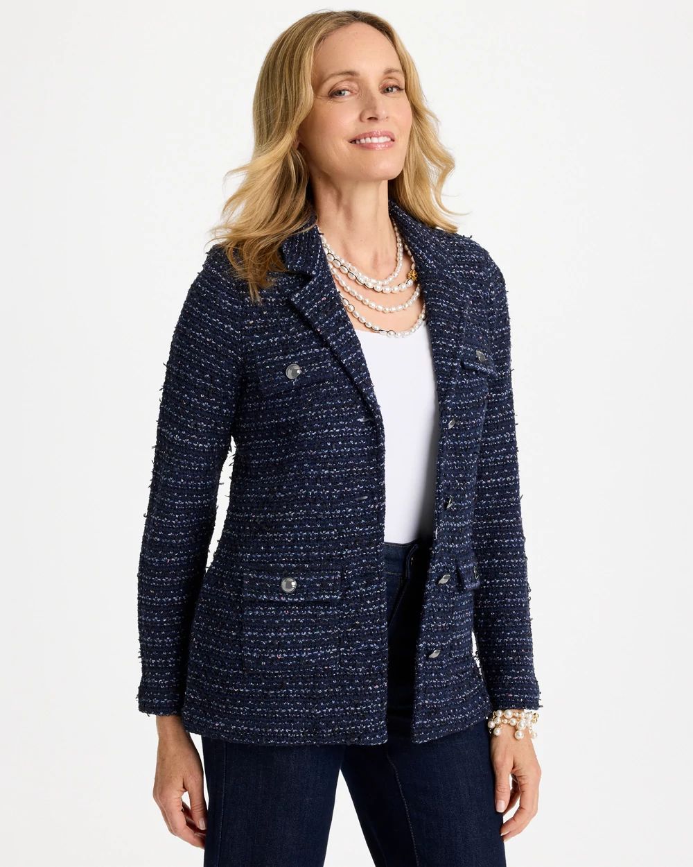 Tweed Military Sweater Jacket