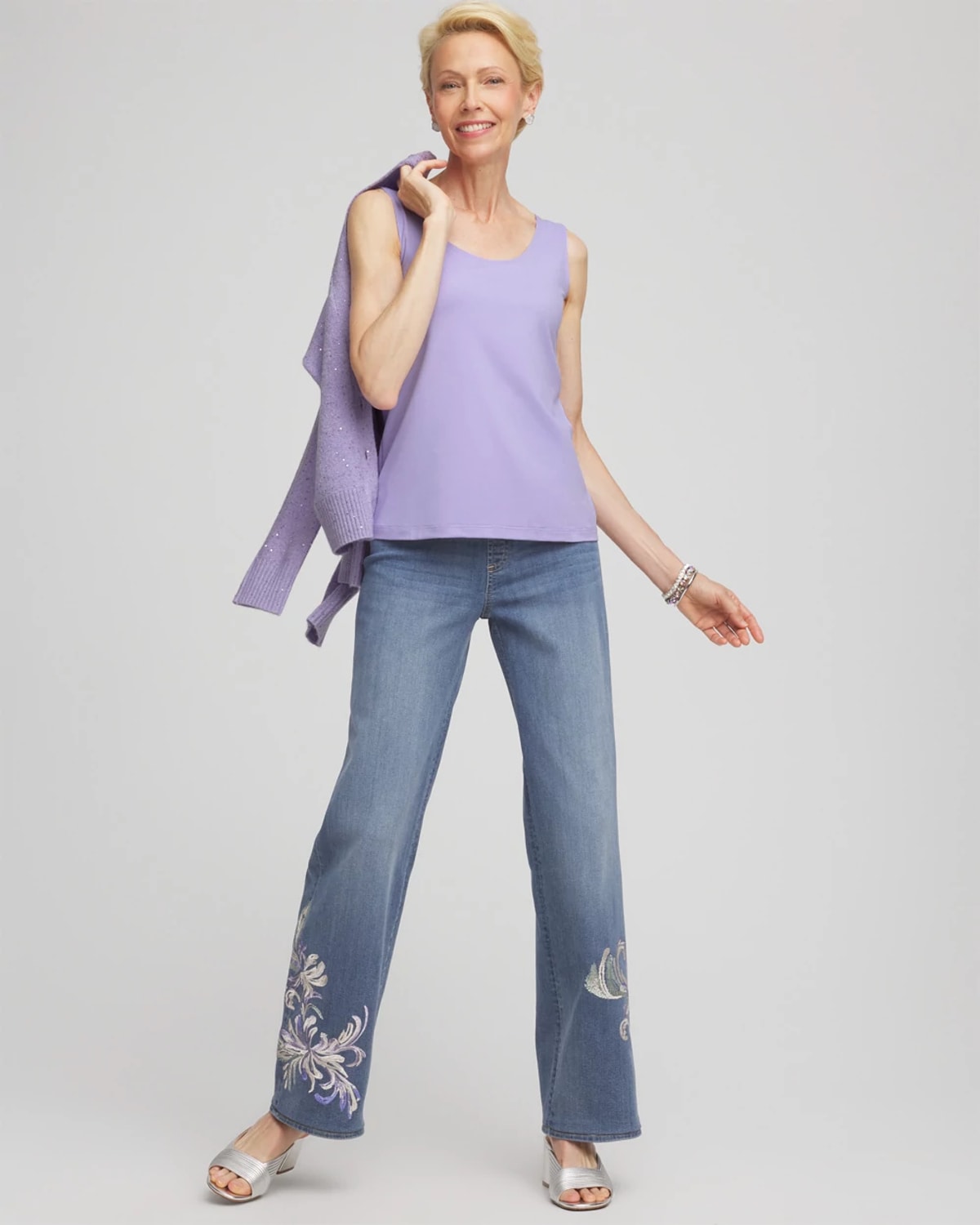 Chico's Microfiber Tank In Lilac Mist In Purple