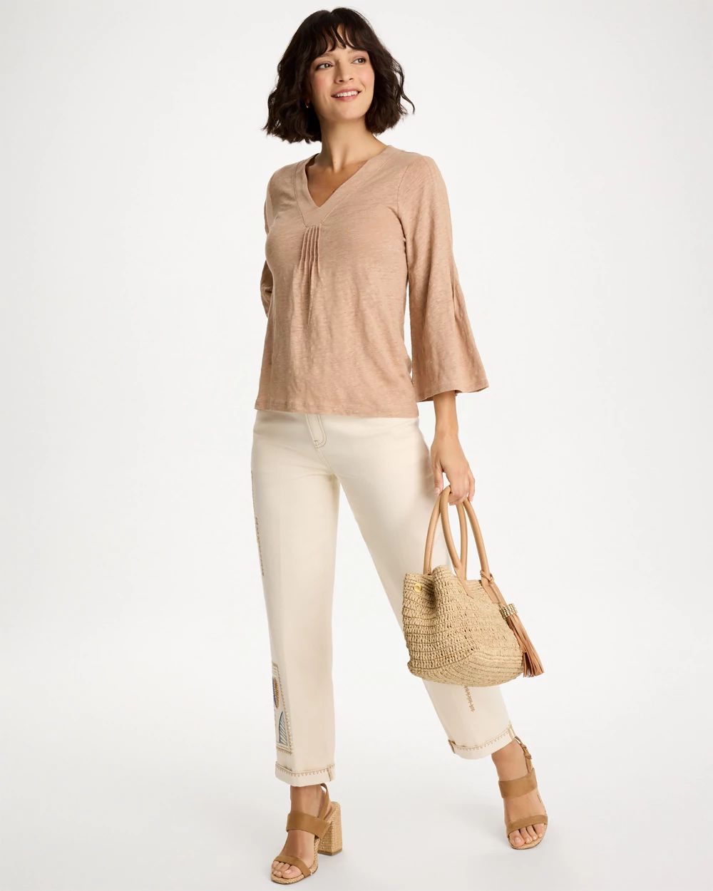 Linen Pleated Pintuck Tee click to view larger image.