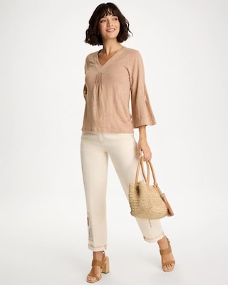 Linen Pleated Pintuck Tee click to view larger image.