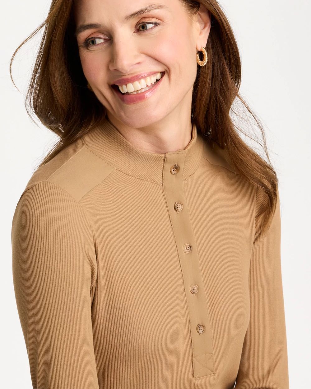 Cotton-Stretch Henley Tee click to view larger image.