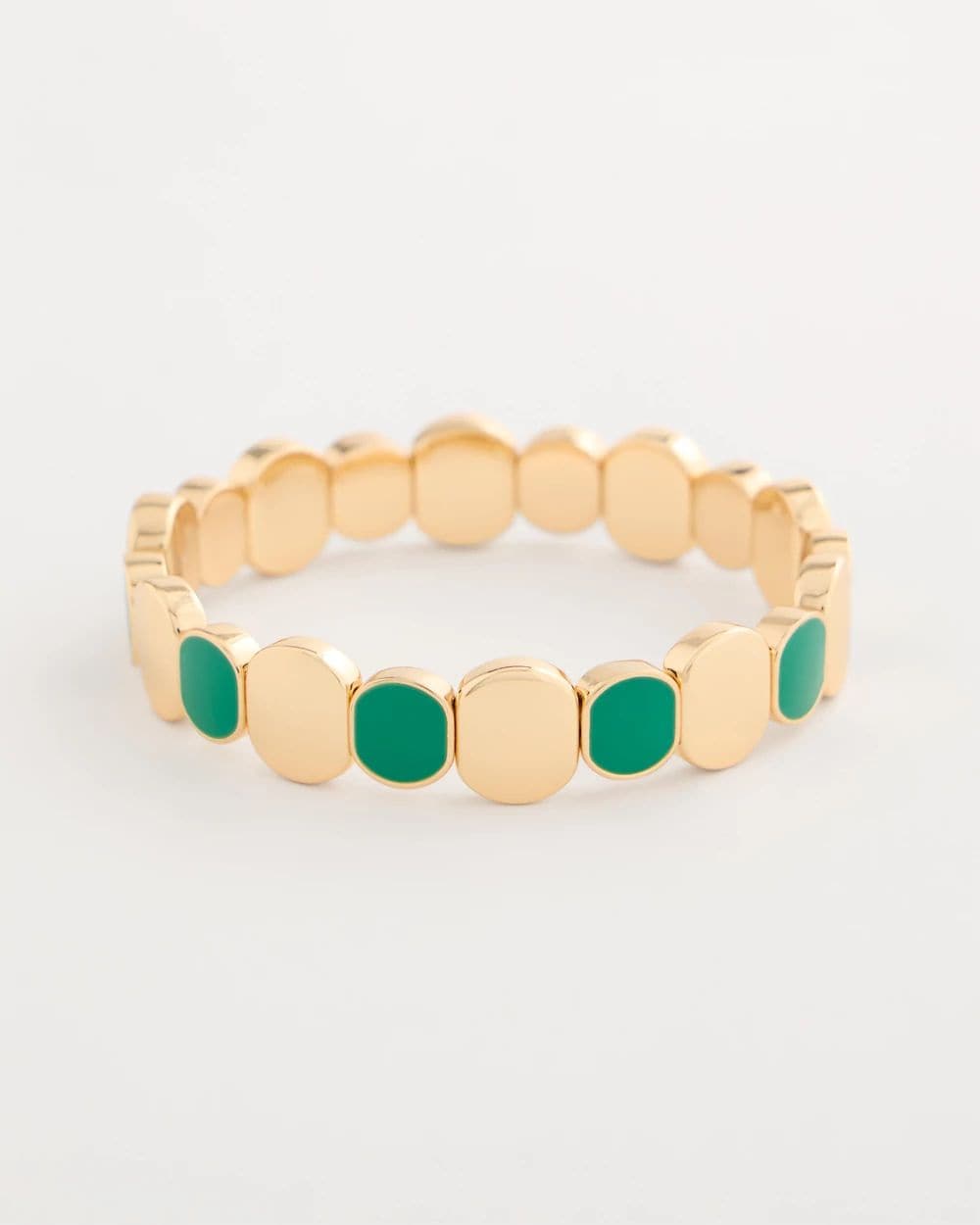 Green Goldtone Glam Stretch Bracelet