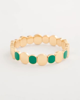 Green Goldtone Glam Stretch Bracelet