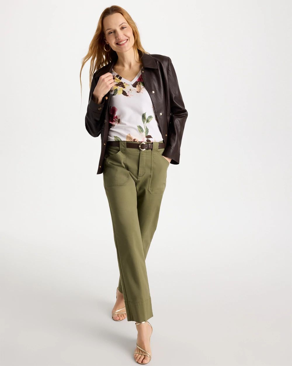 Printed Cotton Stretch 3/4 Sleeve Tee