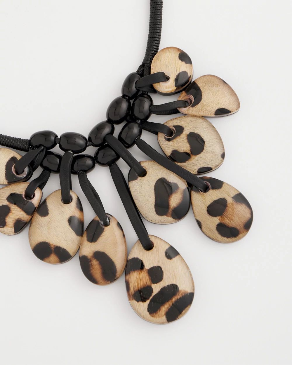Chico's Originals Leather Animal Corded Bib Necklace click to view larger image.