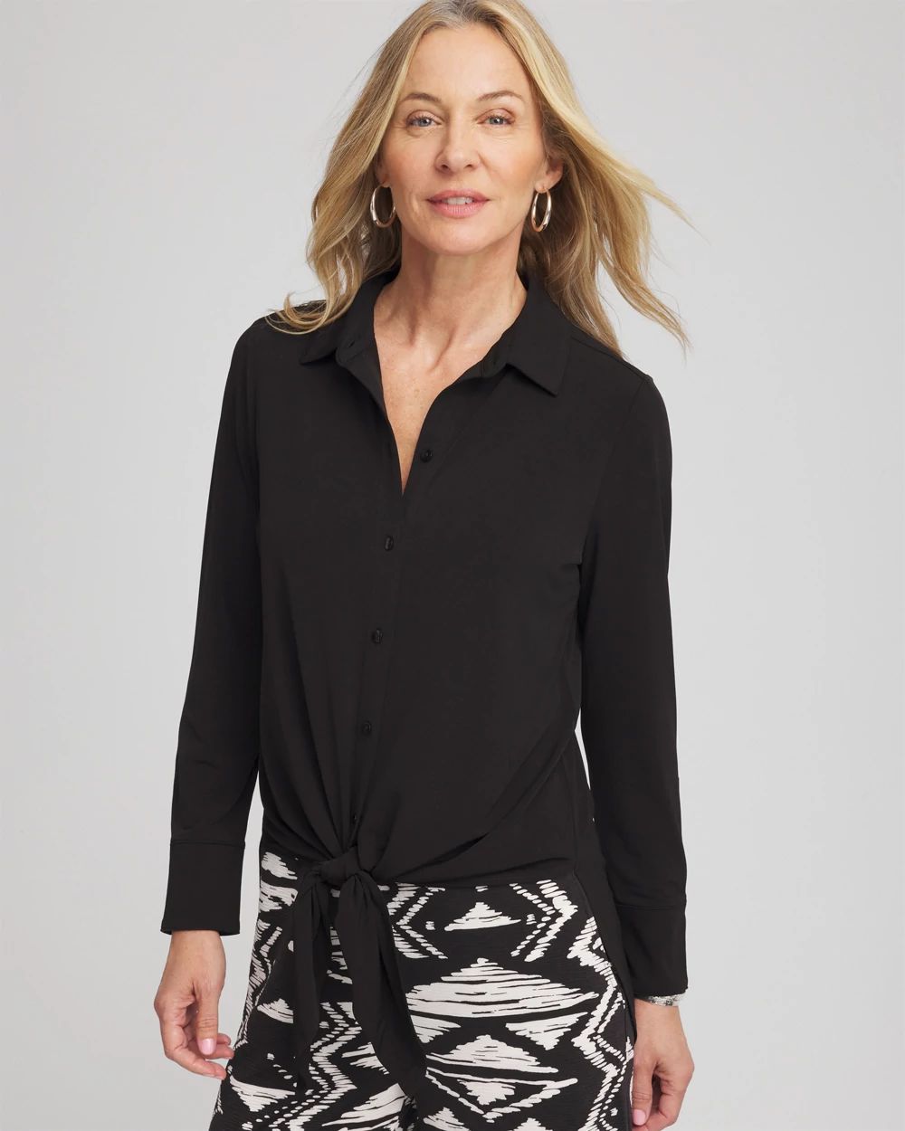 Travelers™ Knit Tie-Front Shirt