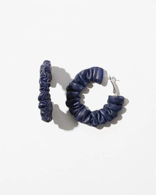 Navy Leather Hoops