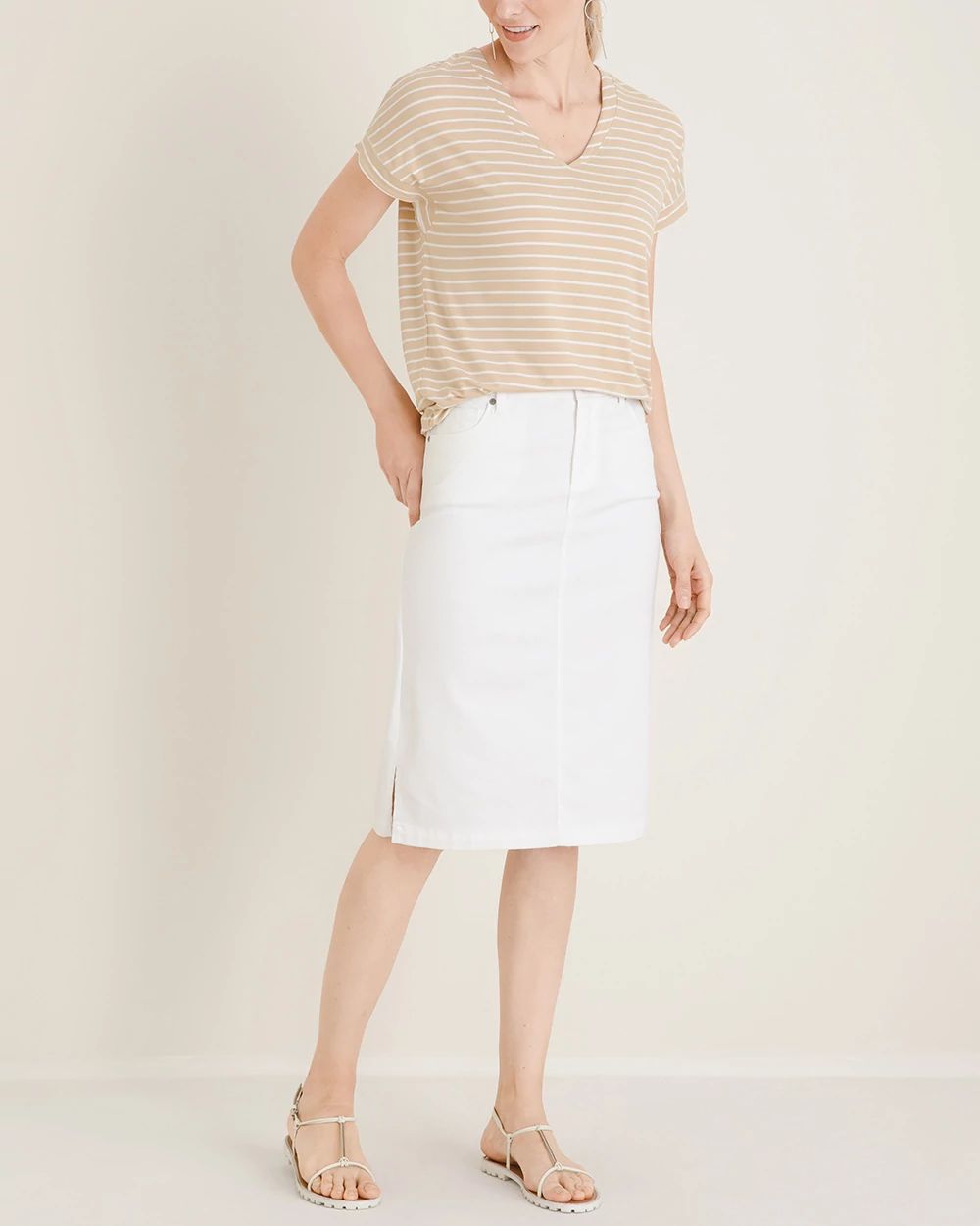 No-Stain White 5-Pocket Denim Twill Skirt