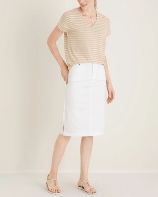 No-Stain White 5-Pocket Denim Twill Skirt
