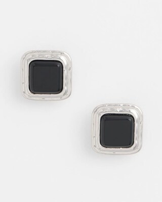 No Droop™ Onyx Square Clip-On Earrings click to view larger image.