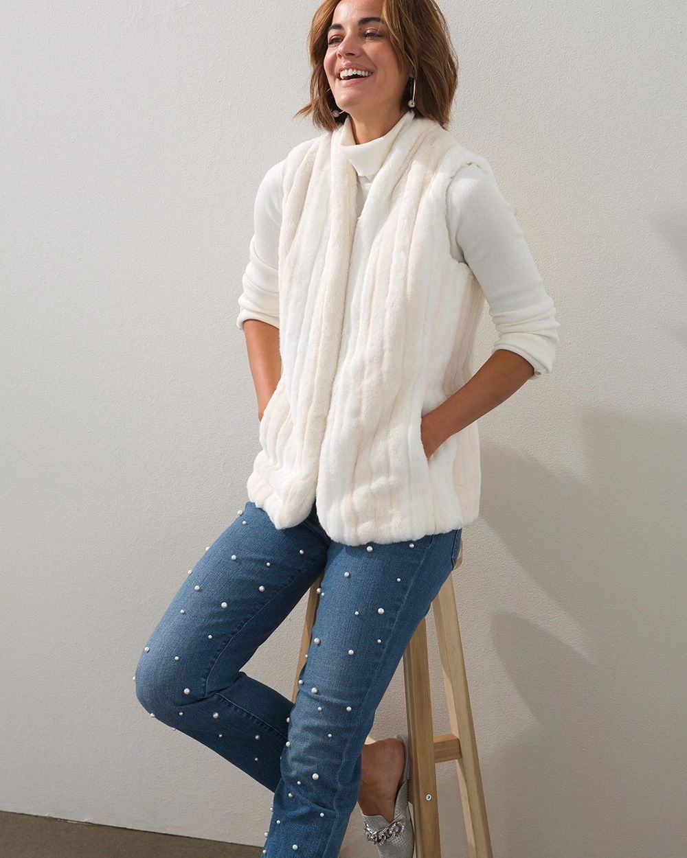 White Faux Fur Vest