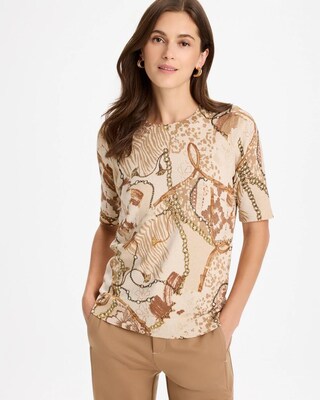 Ella Printed Short-Sleeve Sweater