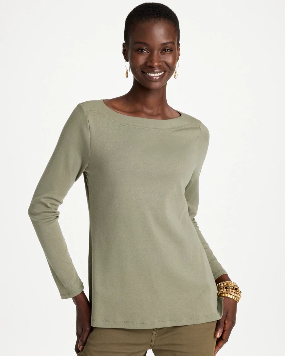 Stretch Cotton Boatneck Tunic