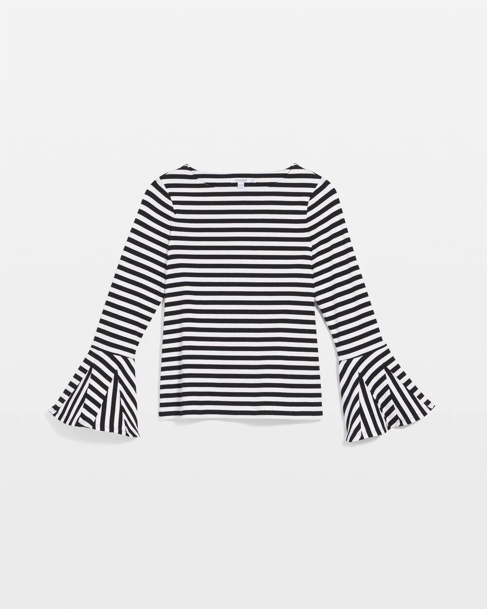 Ribbed Godet Flutter-Sleeve Top