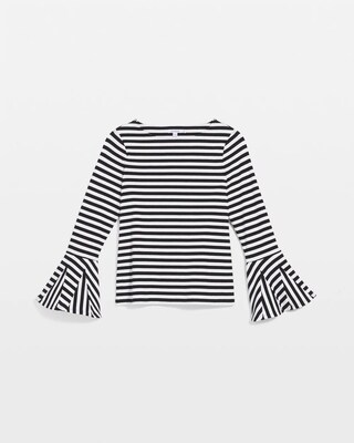 Ribbed Godet Flutter-Sleeve Top click to view larger image.