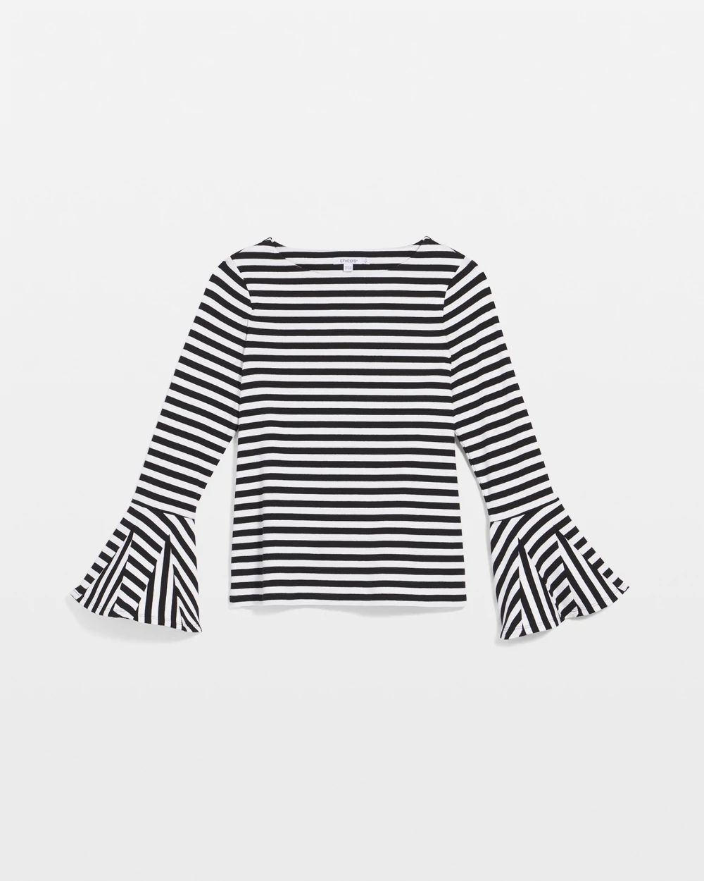 Ribbed Godet Flutter-Sleeve Top