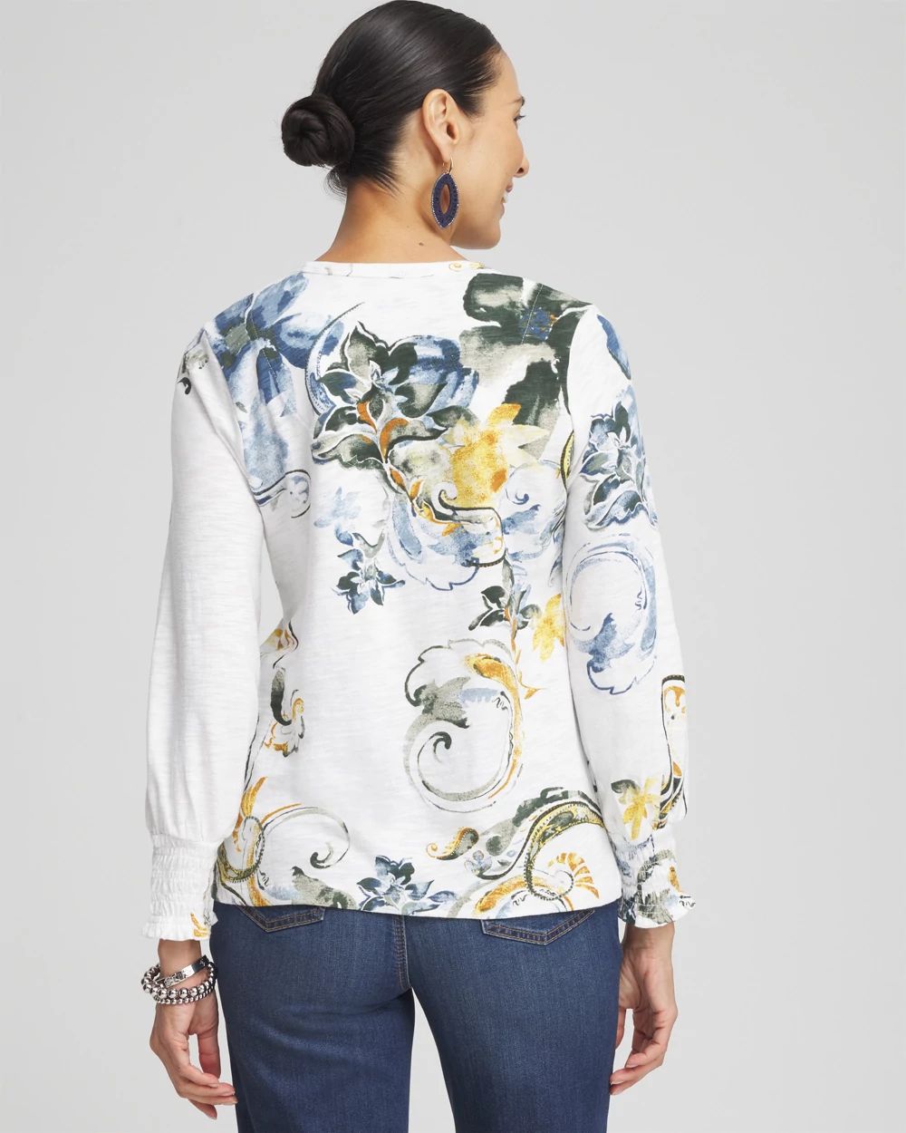 Floral Smocked Sleeve Tee