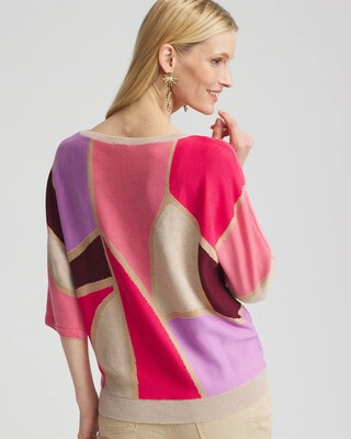 Graphic Intarsia Pullover Sweater click to view larger image.