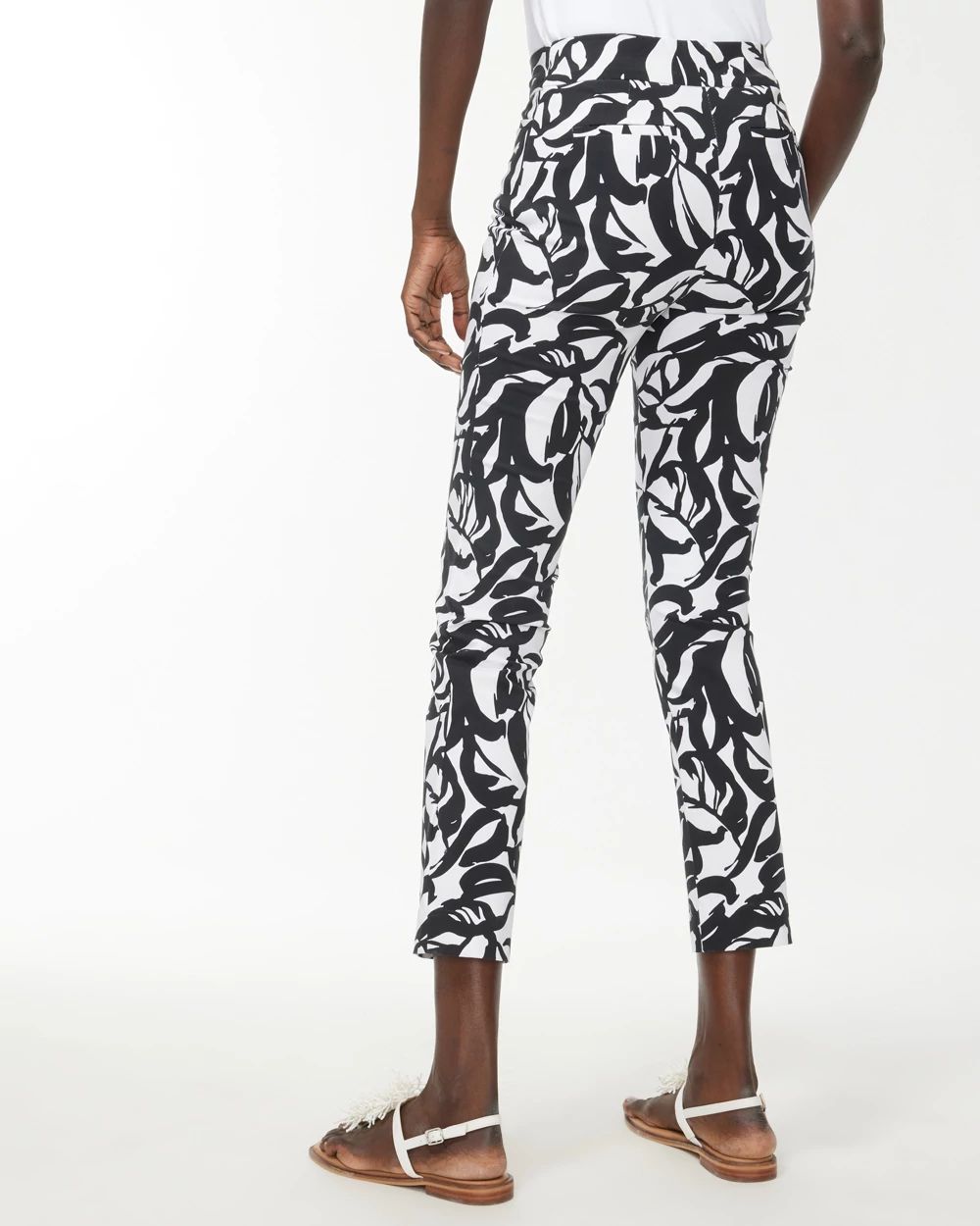 Brigitte Leaf Print Slim Ankle Pants