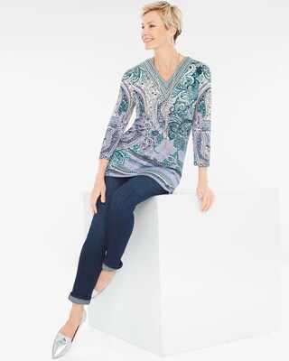 Villa Paisley V-Neck Top