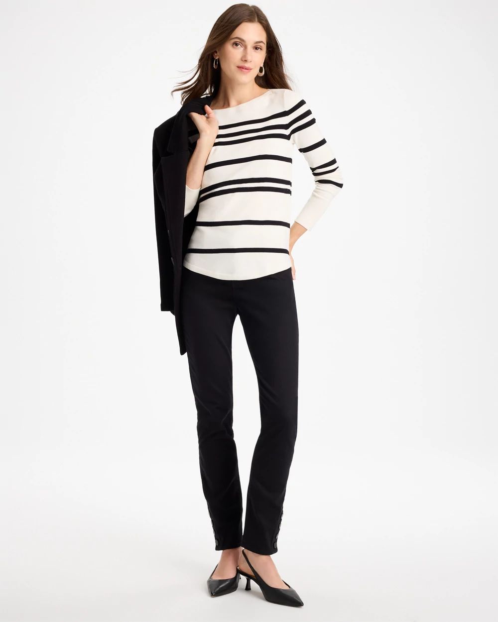 Ella Striped Bateau Pullover Sweater click to view larger image.