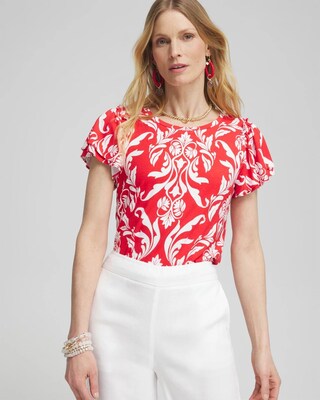 Red Ruffle Sleeve Tee