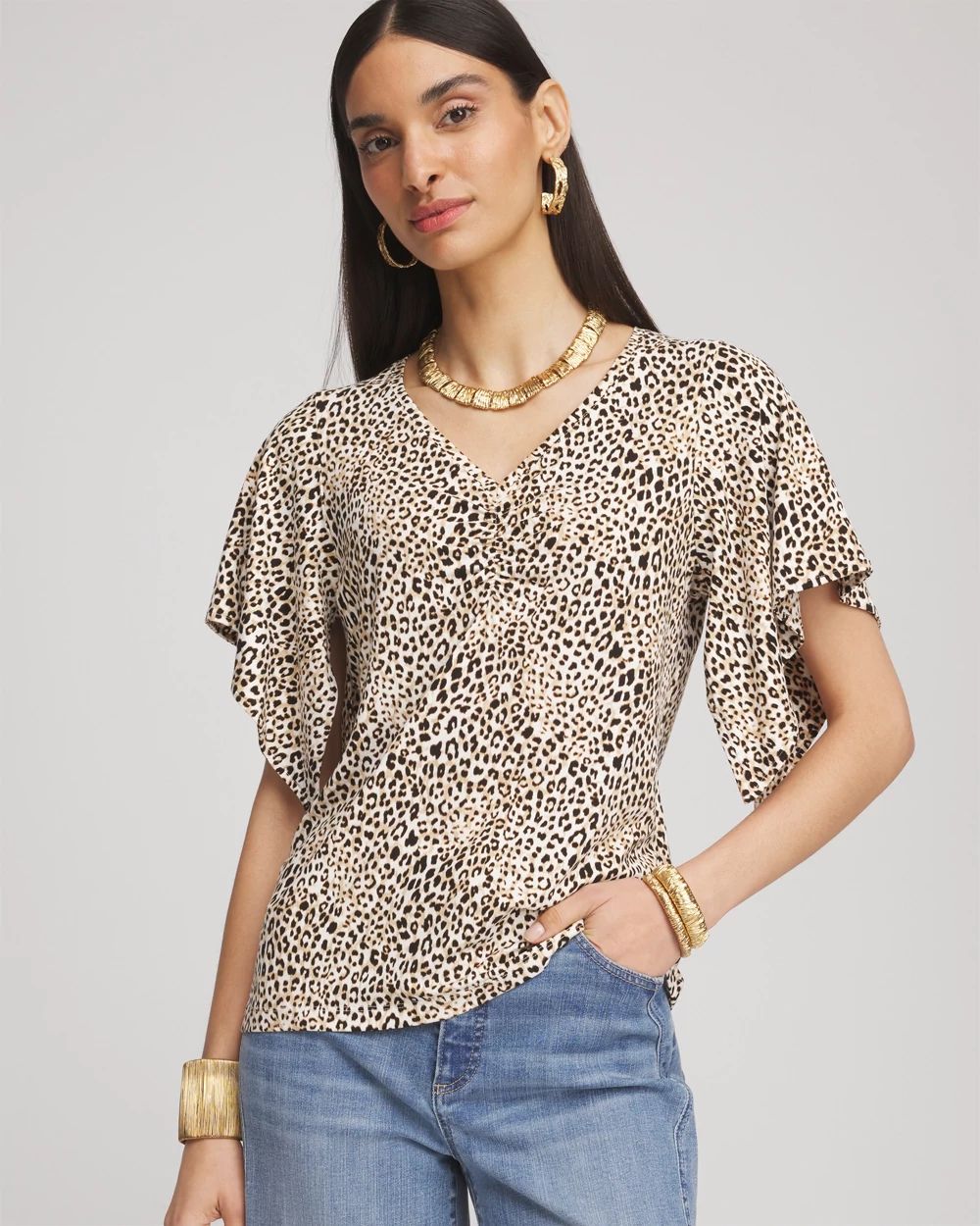 Touch of Cool™ Handkerchief-Sleeve V-Neck Tee