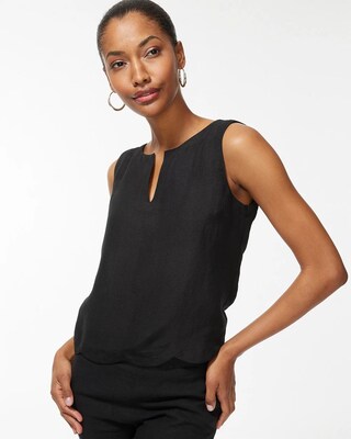 Linen Scallop Hem Tank