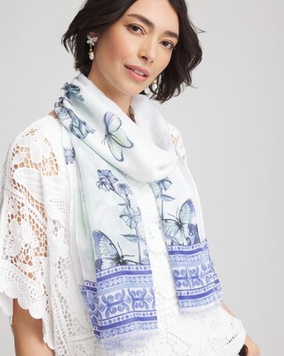 Recycled Woven Floral Oblong Scarf click to view larger image.