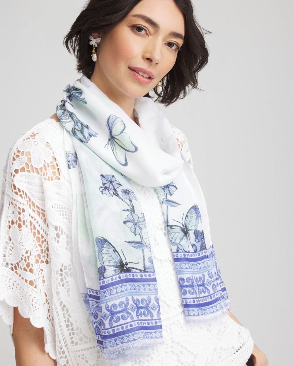 Recycled Woven Floral Oblong Scarf