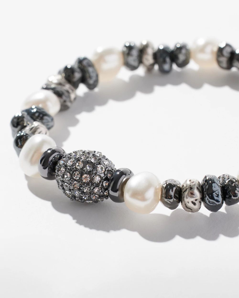 Faux Pearl Fireball Pavé Stretch Bracelet