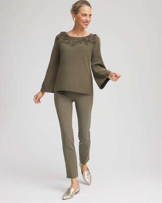 Appliqué Flared-Sleeve Sweater click to view larger image.