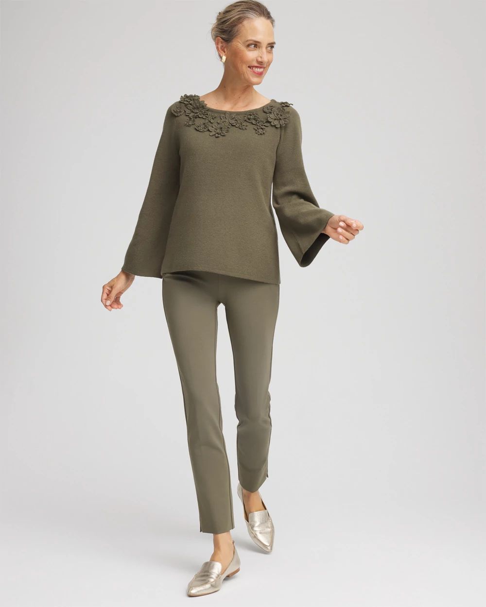 Appliqué Flared-Sleeve Sweater