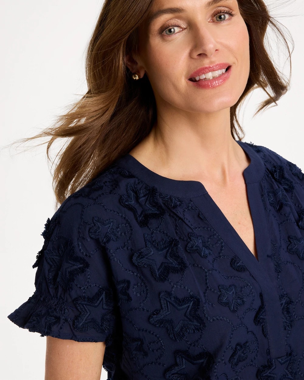 Cotton Embroidered Americana Star Blouse