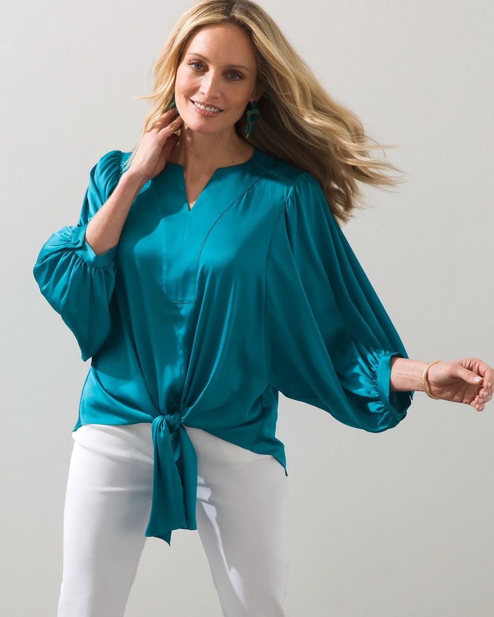 Satin Tie Front Top