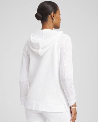Zenergy® Crochet Knit Hooded Pullover Top click to view larger image.