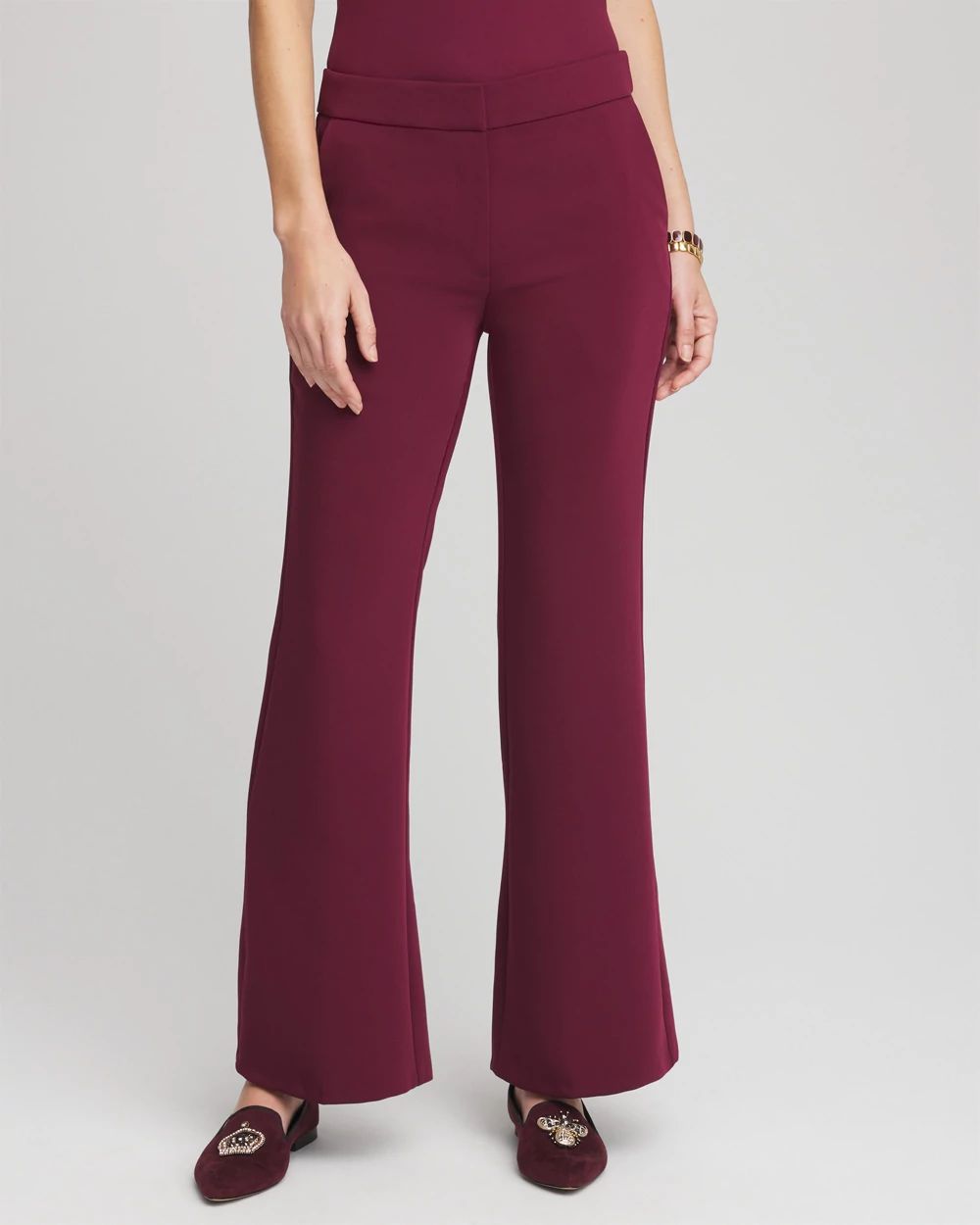 Petite Crepe Flared Trouser Pants
